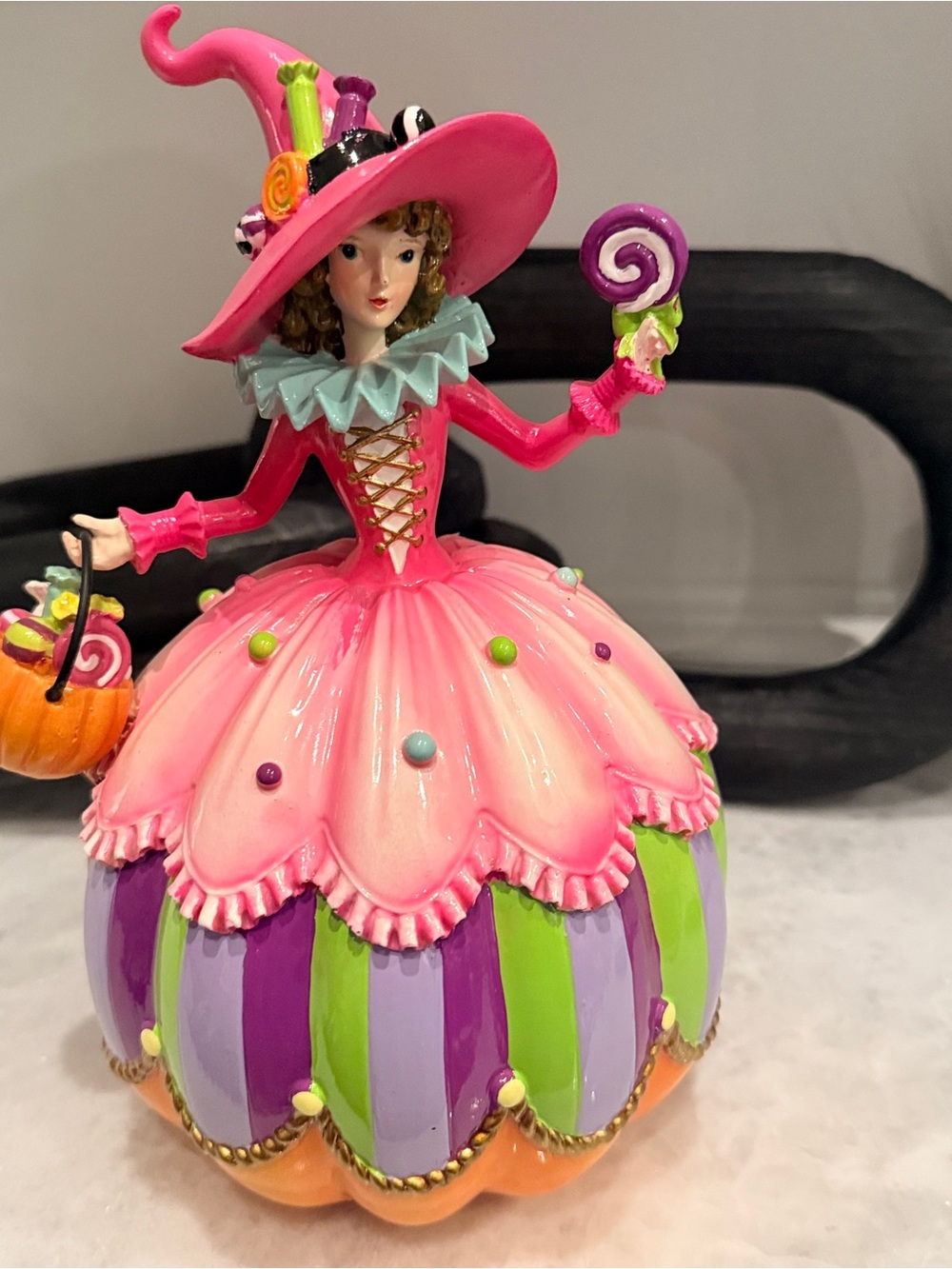 Pink Candy Witch Figurine Holiday Decor - Festive Pink & Multi-Color